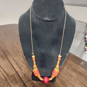 Fashion Jewelry Vibrant Orange and Red Beaded Necklace